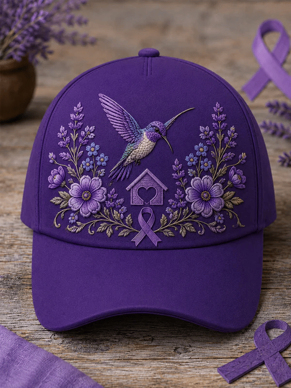 Purple Floral Print Casual Hat