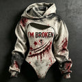 Women's Retro Halloween "i'm Broken" Bloodstain Print Sweatshirt Two-piece Set