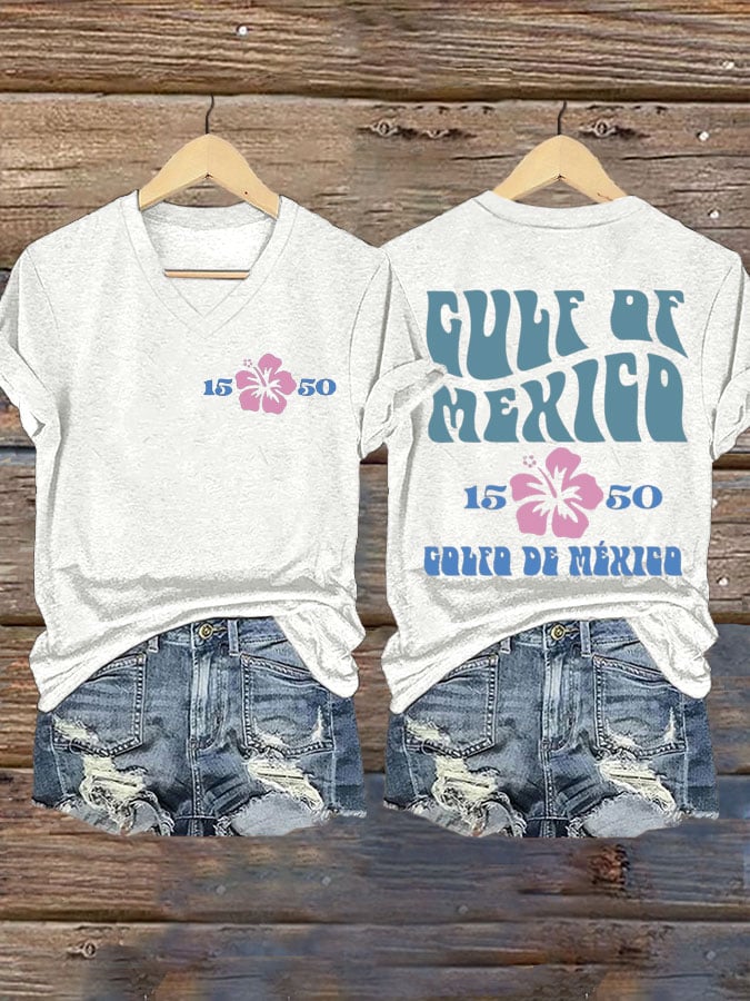 Women's Gulf of Mexico Print V-Neck T-Shirt