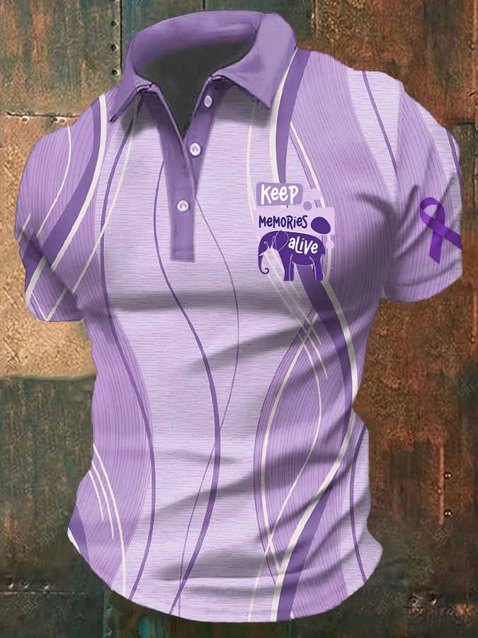 Alzheimer's Elephant Print  Men's Polo Shirt