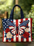 US 250th Anniversary Floral Art Casual Quilted Tote Bag