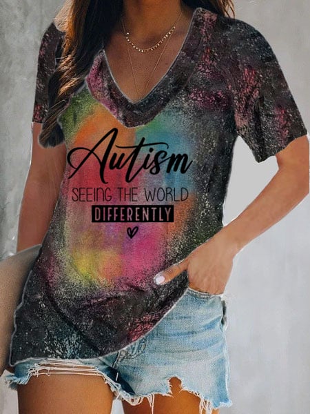 Women's Autism Seeing The World Differently Print Casual Shirt