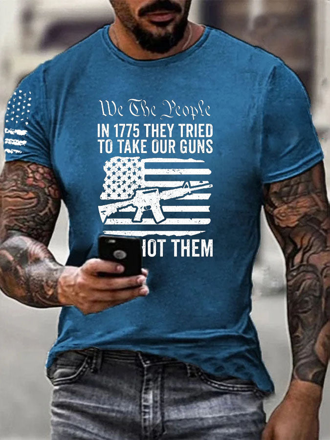 Independence Day  We The People To Take Our Gun We Shot Them Pattern 100% Cotton T-Shirt