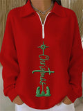Women's Christmas Faith Print Waffle Chain Top