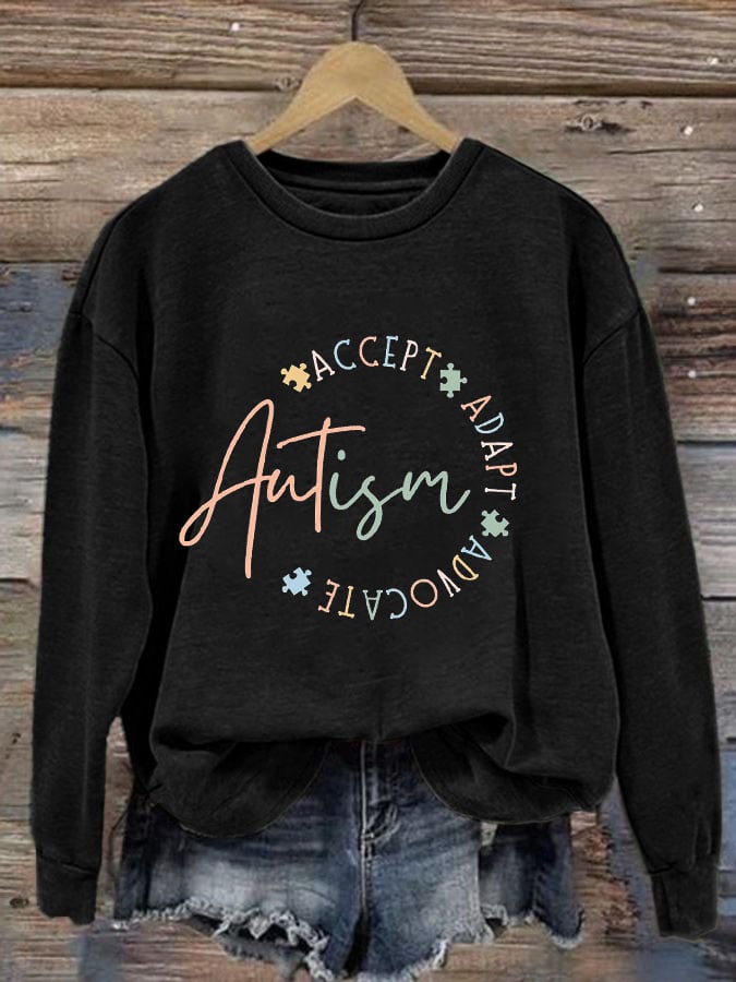 Women's Autism Awareness Printed Sweatshirt