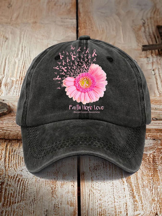 Daisy Faith Hope Love Breast Cancer Awareness Hat