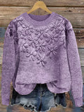 Womens Alzheimer's Awareness Floral Print Crew Neck Sweater