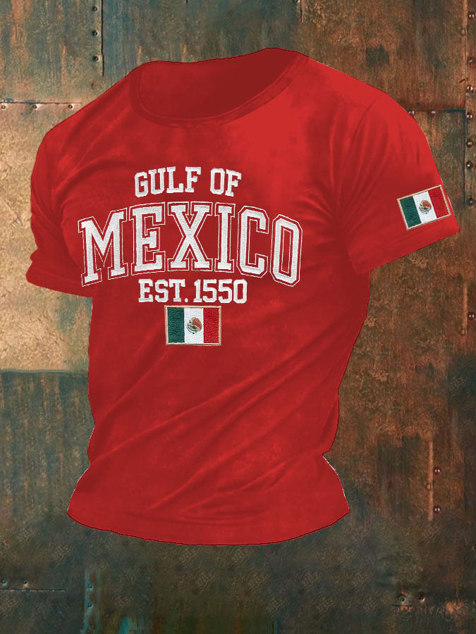 Men'S Retro Gulf Of Mexico Printed Casual Crew Neck T-Shirt