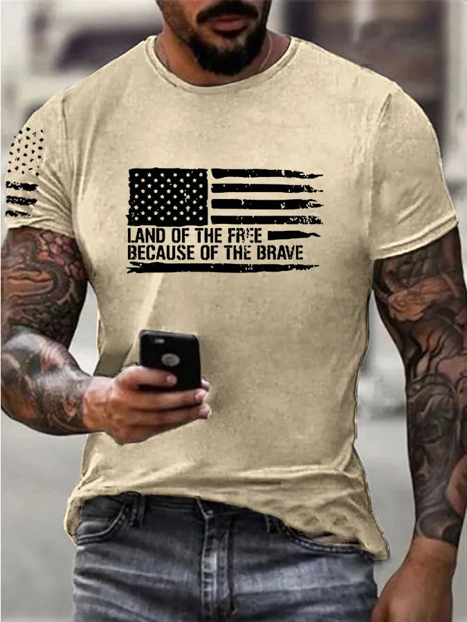Independence Day Land Of The Free Pattern 100% Cotton T-Shirt