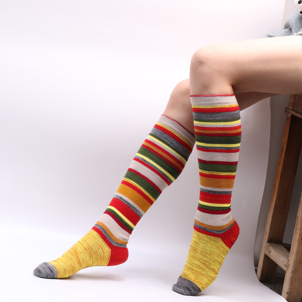 Soft Warm Retro Rainbow Contrasting Socks