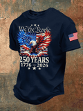 Men'S 250th Anniversary National Flag Print Waffle-Knit Fabric T-Shirt