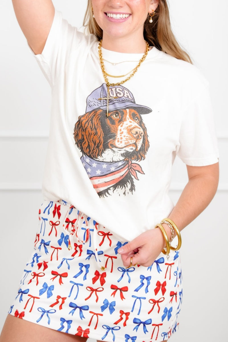 Plus/Reg Short Sleeve "USA Dog" Graphic Tee
