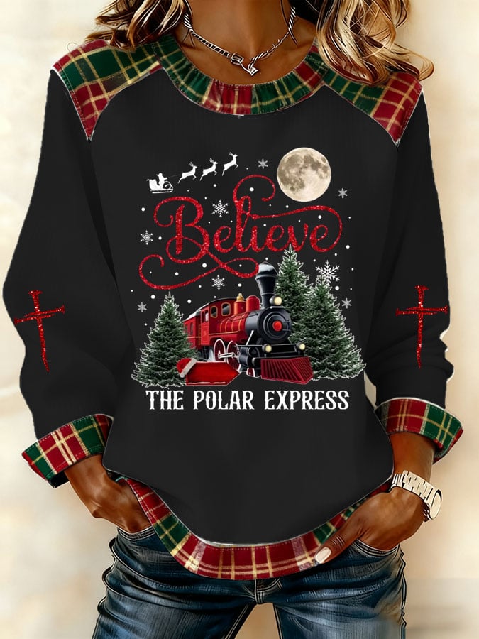 Women's Christmas Believe Print Top