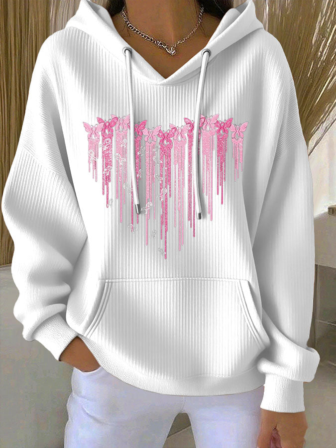 Women'S Breast Cancer Awareness Print Hoodie
