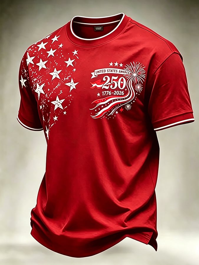Men's 250th Anniversary Independence Day Art Printed Casual T-shirt