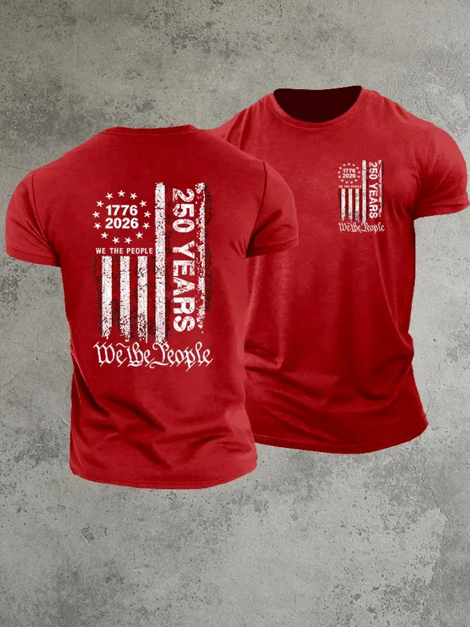 1776-2026 250 Years We The People  Pattern 100% Cotton T-Shirt