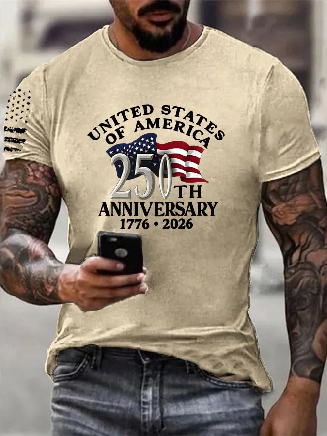 United States 250th Anniversary 1776-2026 Pattern 100% Cotton T-Shirt
