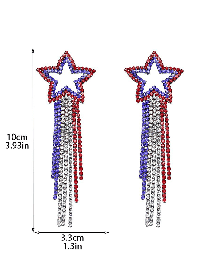Independence Day Rhinestone Pendant Earrings