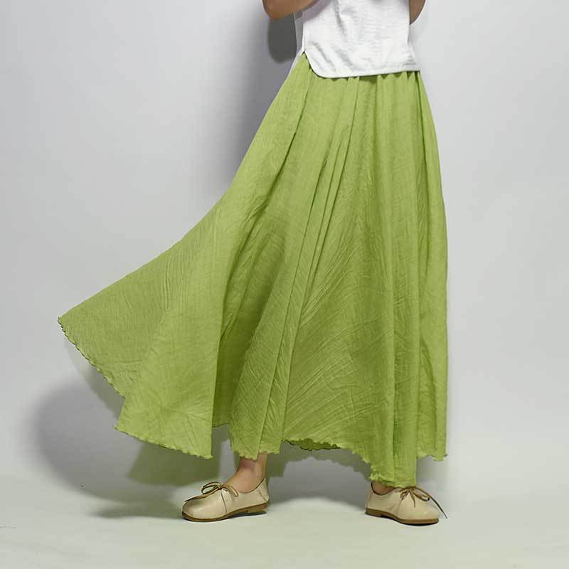15 Colors Cotton&Linen Casual Solid Elastic A-line Skirts