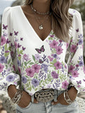 Women's Floral Art Print Casual Top