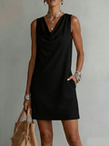 Women's Draped-neck Sleeveless Cotton Dress