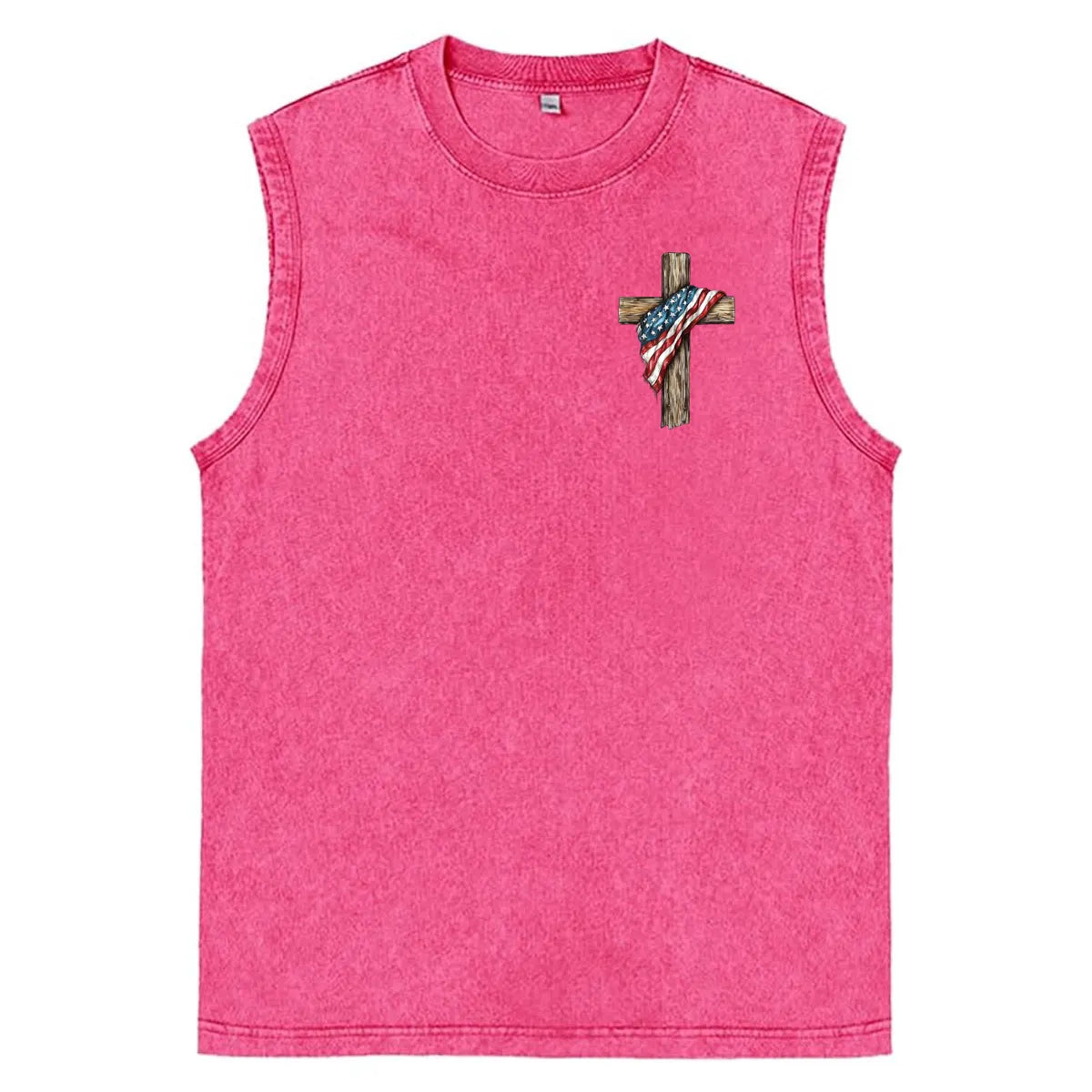 Stand For The Flag Kneel For The Cross Unisex Washed Cotton Sleeveless Tank Tops