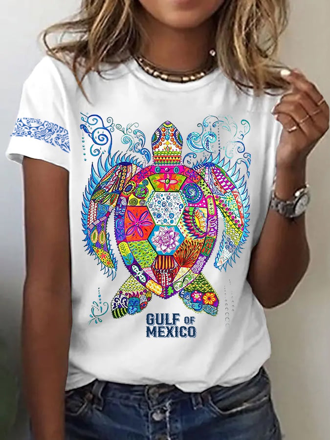 Women's Mexican Printed Crew Neck T-Shirt