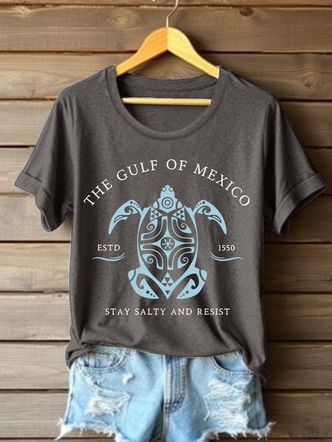 Women's The Gulf Of Mexico Printed Round Neck T-shirt