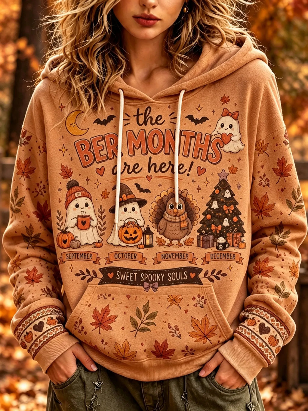 Women's Retro Ber Months Print Hoodie