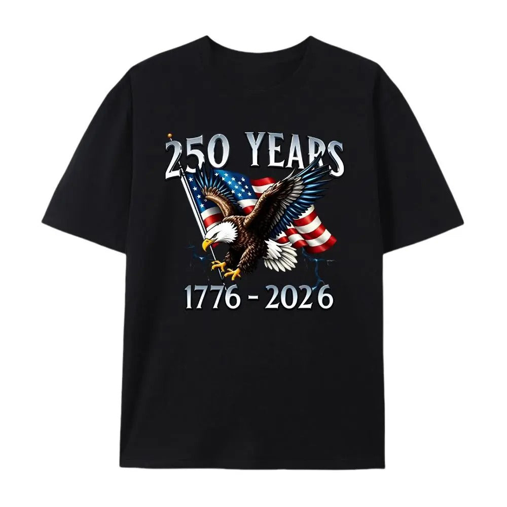 250 Years 1776- 2026 United States Flag 100% Cotton T-Shirt