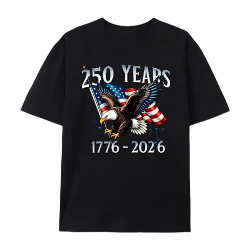 250 Years 1776- 2026 United States Flag 100% Cotton T-Shirt