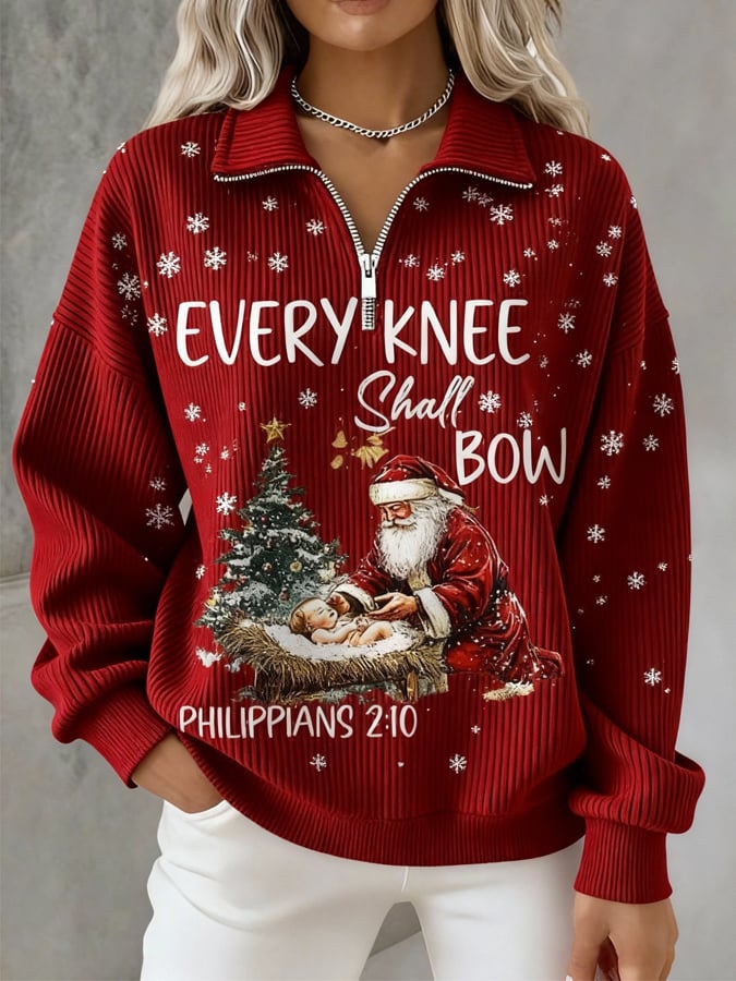 Women's Casual Faith Print Knit Sweatshirt