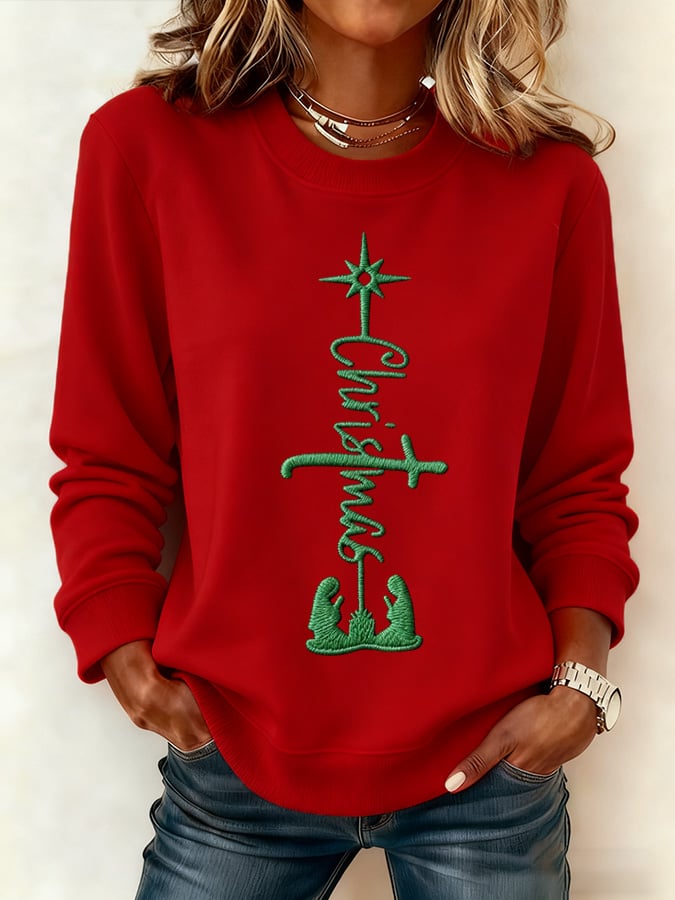 Women's Christmas Casual Faith Print Sweatshirt