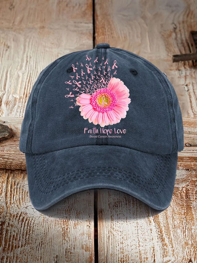 Daisy Faith Hope Love Breast Cancer Awareness Hat