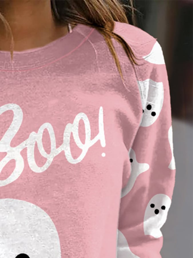 Women'S Breast Cancer Ghost Print Sweatshirt