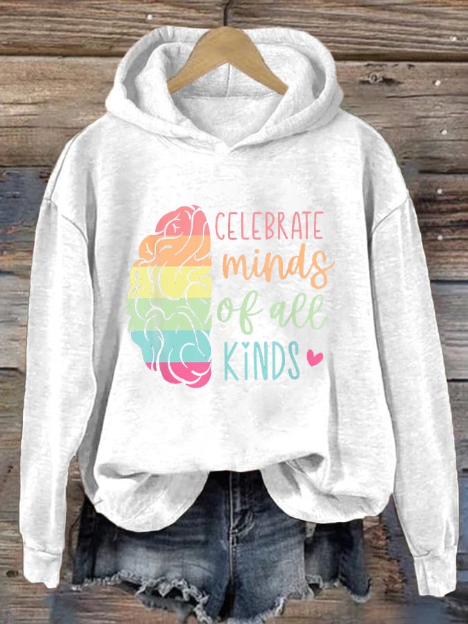 Women'S Celebrate Minds Of All Kinds Print Long Sleeve Sweatshirt