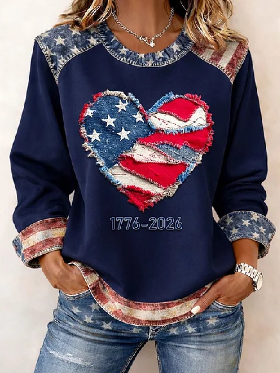 Women's casual hoodie with American 250th anniversary print