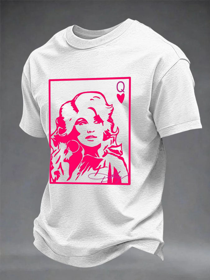 Men's Retro Rip Dolly Parton Print Round Neck T-Shirt
