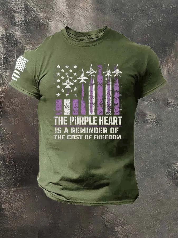 The Purple Heart Is A Reminder Of The Cost Of Freedom.Pattern 100% Cotton T-Shirt