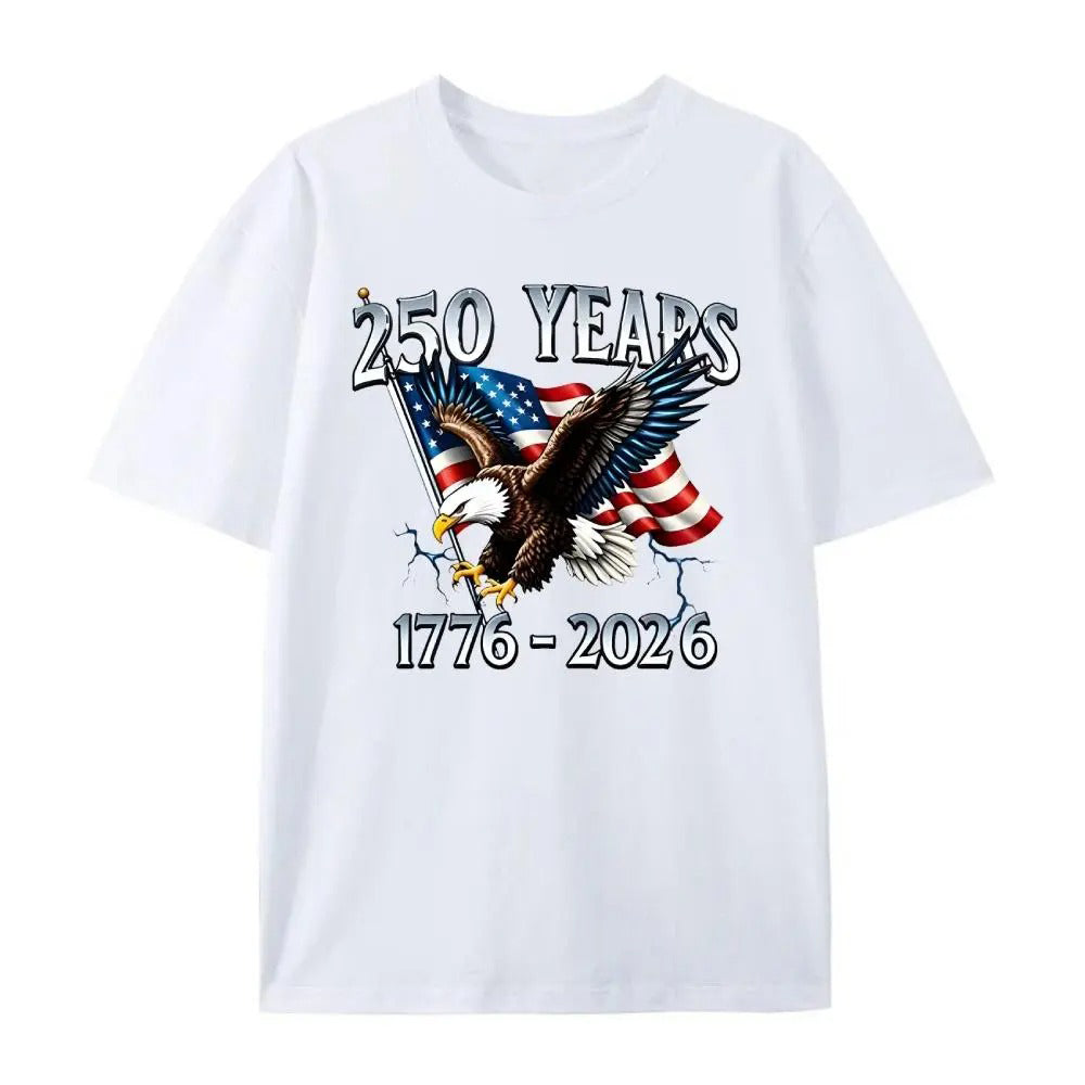 250 Years 1776- 2026 United States Flag 100% Cotton T-Shirt