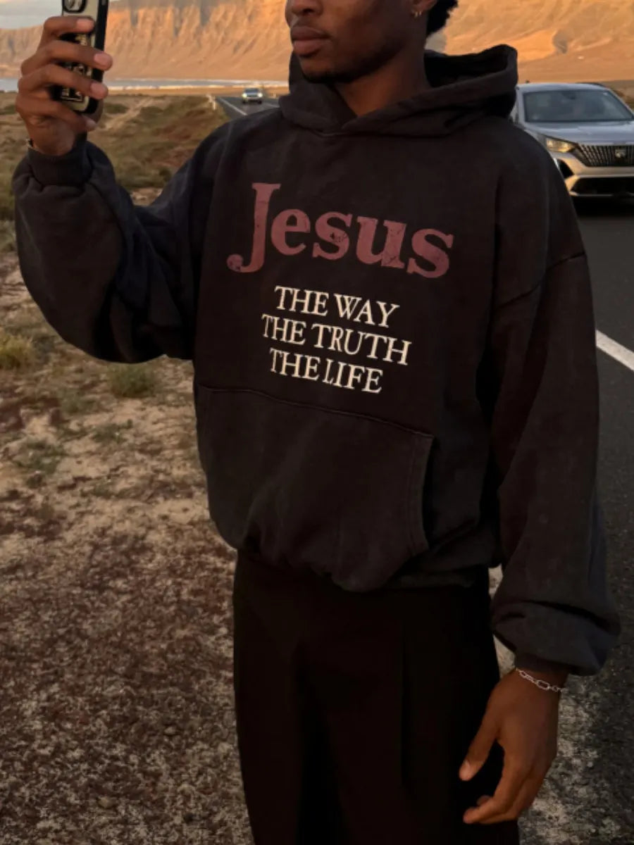Jesus The Way, The Truth, And The Life Cotton Hooded Sweatshirt
