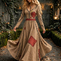 Women's Halloween Voodoo Doll Cosplay V-neck Maxi Dress