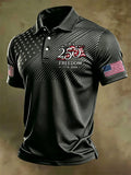 Men's 250 Years Of Freedom Flag Graphic Print Short Sleeve Polo Shirt