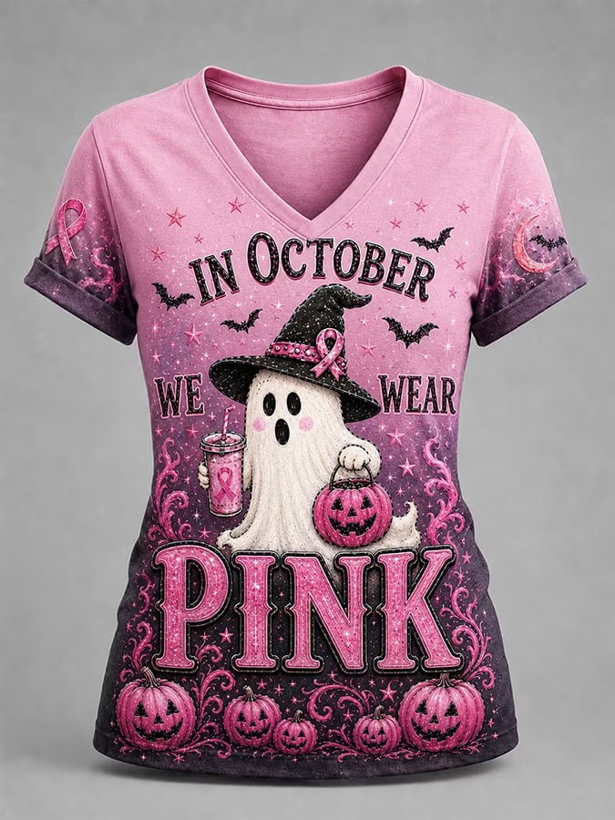 Women's Breast Cancer Halloween  Print Hoodie