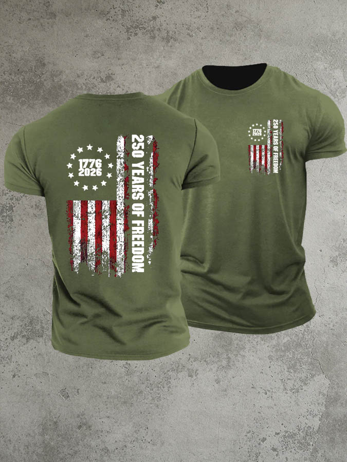 1776-2026 250 Years Of Freedom Pattern 100% Cotton T-Shirt