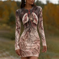 Women's Gothic Halloween Organ Skull Vascular Anatomy Art Bodycon Dress