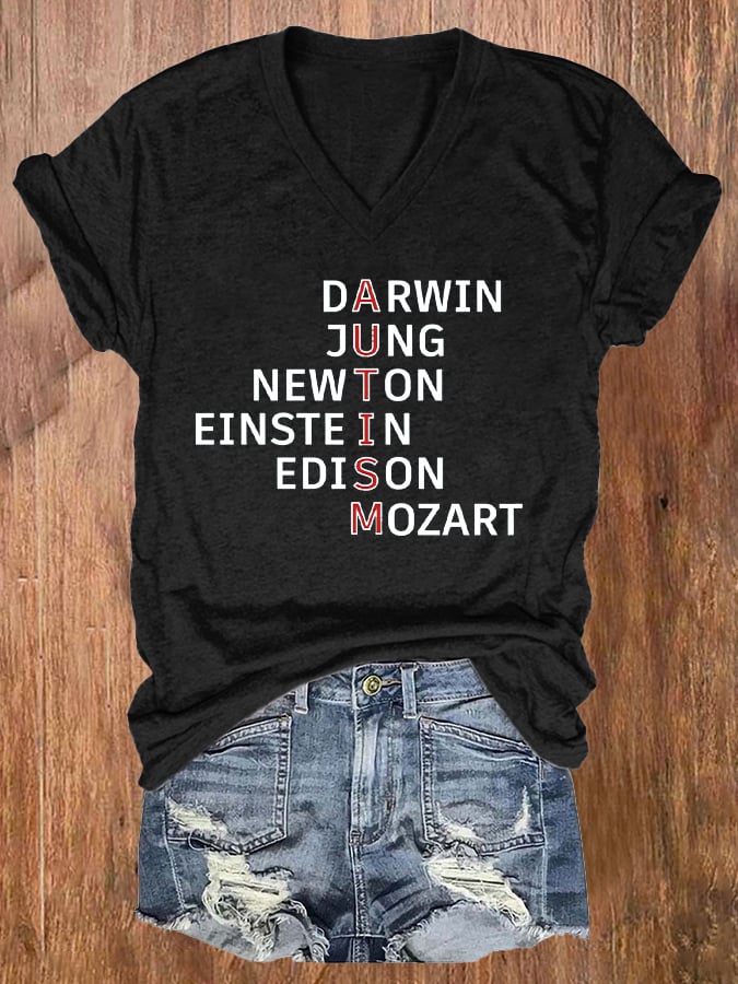 Women's Autism Awareness Printed Casual T-Shirt