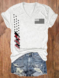 Women'S American Independence Day Flag Print Casual T-Shirt