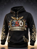 Men's Retro American 250th Anniversary Print Hooded Sweatshirt
