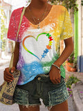 Women's Neurodiversity Is Beautiful Print V-Neck Top